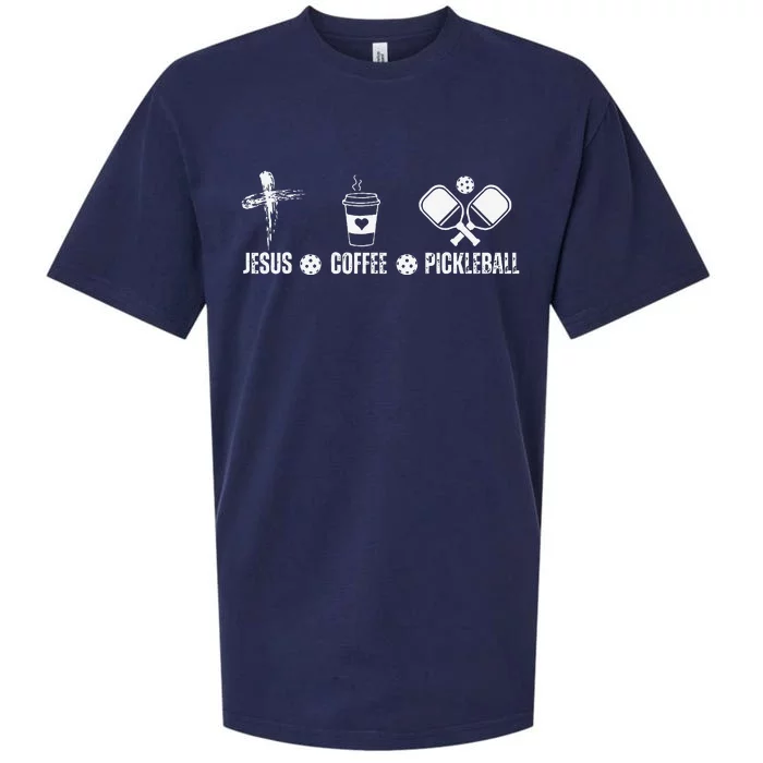 Jesus Coffee Pickleball Funny Christian Pickleball Lovers Sueded Cloud Jersey T-Shirt