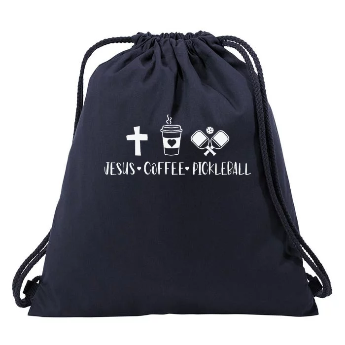 Jesus Coffee Picklenall Funny Christian Pickleball Lovers Drawstring Bag