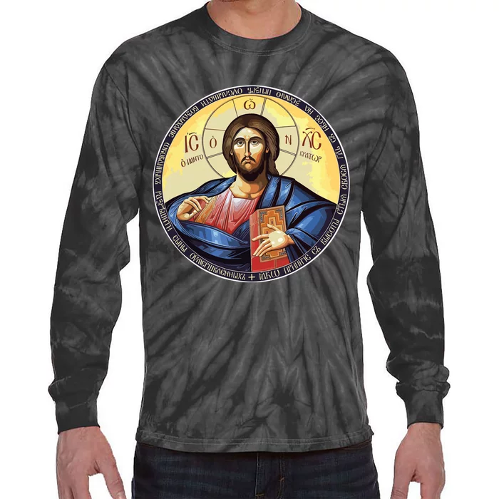 Jesus Christ Pantocrator Orthodox Byzantine Icon Tie-Dye Long Sleeve Shirt