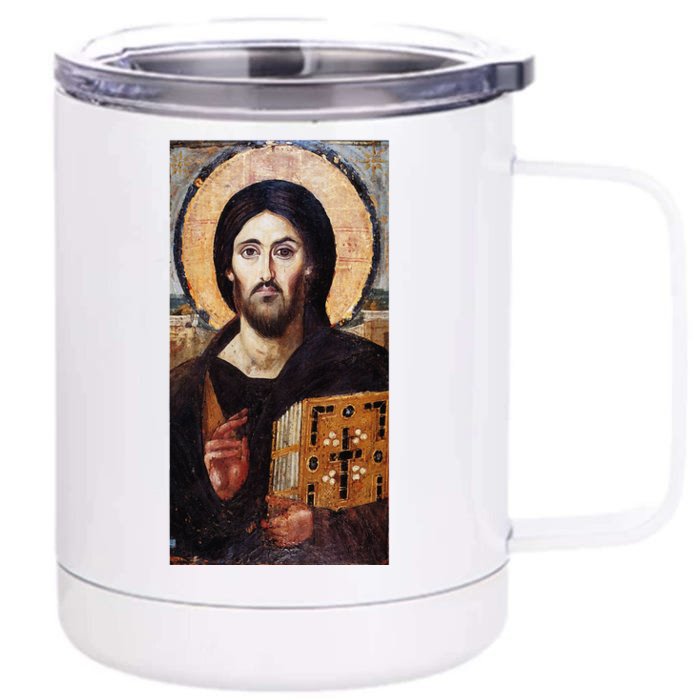 Jesus Christ Pantocrator Sinai Orthodox Christian Icon Gifts Front & Back 12oz Stainless Steel Tumbler Cup