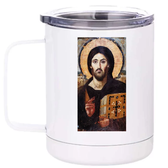 Jesus Christ Pantocrator Sinai Orthodox Christian Icon Gifts Front & Back 12oz Stainless Steel Tumbler Cup