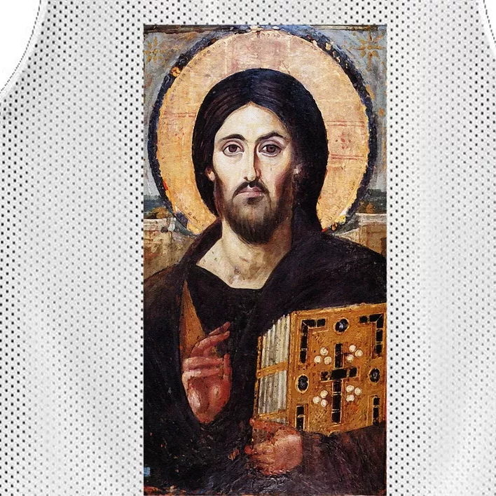 Jesus Christ Pantocrator Sinai Orthodox Christian Icon Gifts Mesh Reversible Basketball Jersey Tank