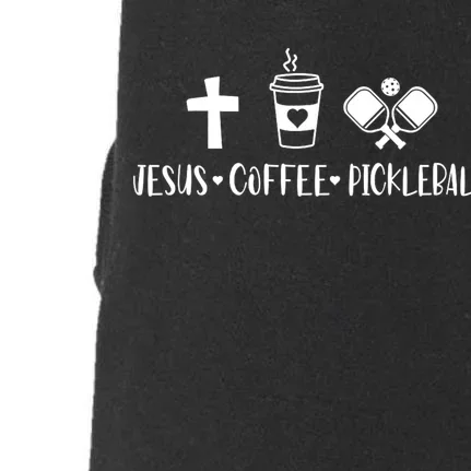 Jesus Coffee Picklenall Funny Christian Pickleball Lovers Doggie 3-End Fleece Hoodie