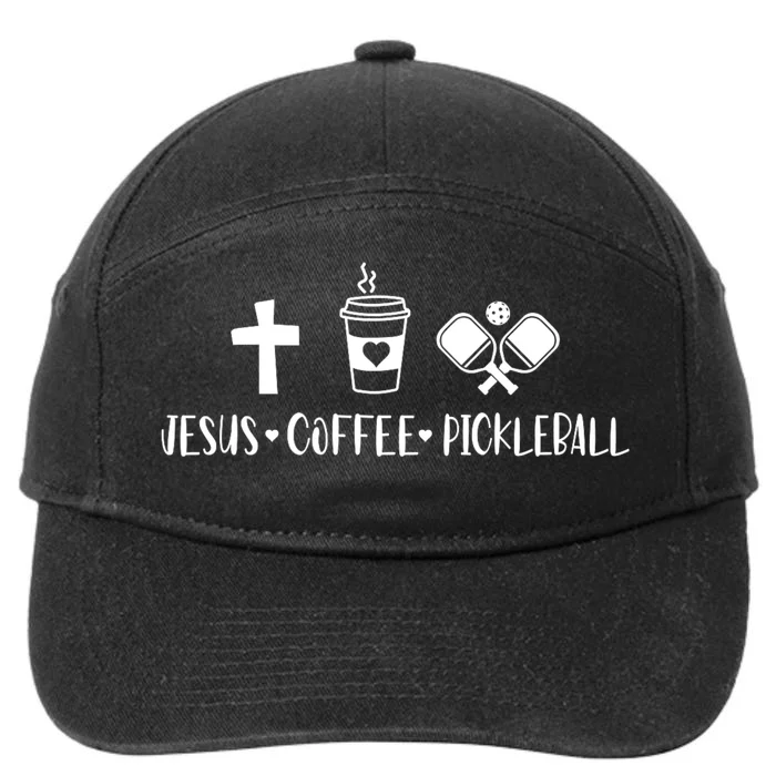 Jesus Coffee Picklenall Funny Christian Pickleball Lovers 7-Panel Snapback Hat