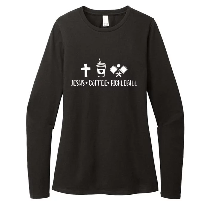 Jesus Coffee Picklenall Funny Christian Pickleball Lovers Womens CVC Long Sleeve Shirt