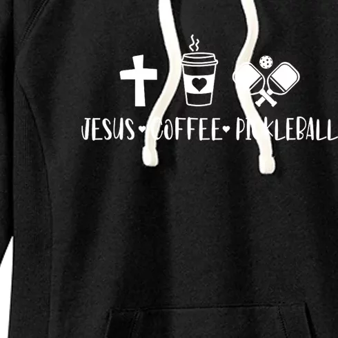 Jesus Coffee Picklenall Funny Christian Pickleball Lovers Women's Fleece Hoodie