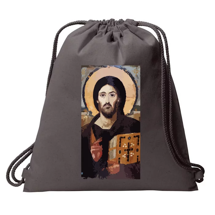 Jesus Christ Pantocrator Sinai Orthodox Christian Icon Gifts Drawstring Bag