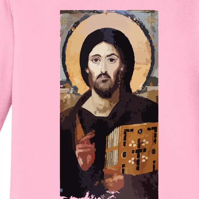 Jesus Christ Pantocrator Sinai Orthodox Christian Icon Gifts Baby Long Sleeve Bodysuit