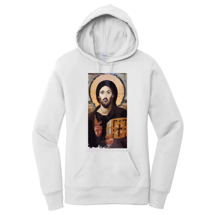 Jesus Christ Pantocrator Sinai Orthodox Christian Icon Gifts Women's Pullover Hoodie