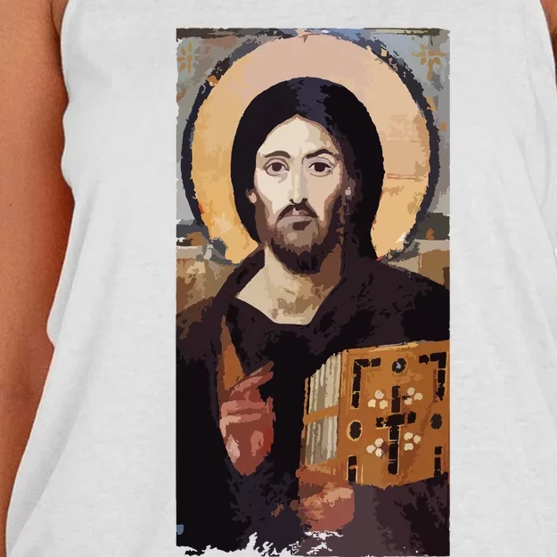 Jesus Christ Pantocrator Sinai Orthodox Christian Icon Gifts Women's Knotted Racerback Tank