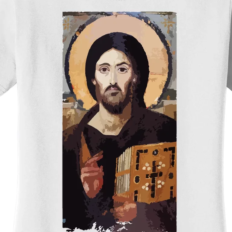 Jesus Christ Pantocrator Sinai Orthodox Christian Icon Gifts Women's T-Shirt