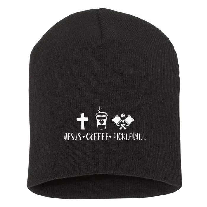 Jesus Coffee Picklenall Funny Christian Pickleball Lovers Short Acrylic Beanie