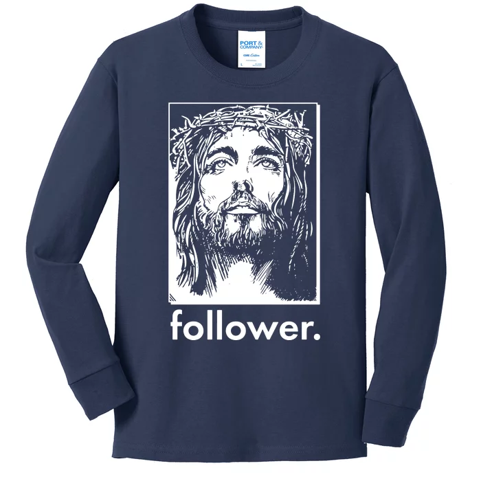 Jesus Christ Portrait Follower Kids Long Sleeve Shirt