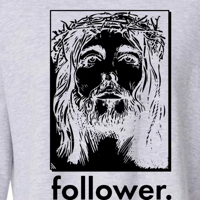 Jesus Christ Portrait Follower Cropped Pullover Crew