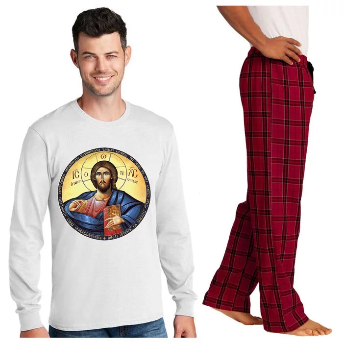 Jesus Christ Pantocrator Orthodox Byzantine Icon Long Sleeve Pajama Set