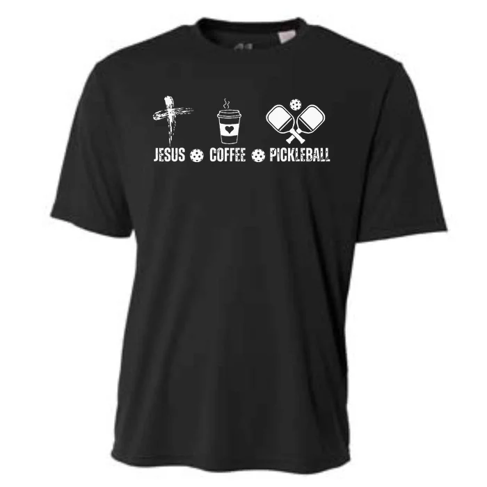 Jesus Coffee Pickleball Funny Christian Pickleball Lovers Cooling Performance Crew T-Shirt