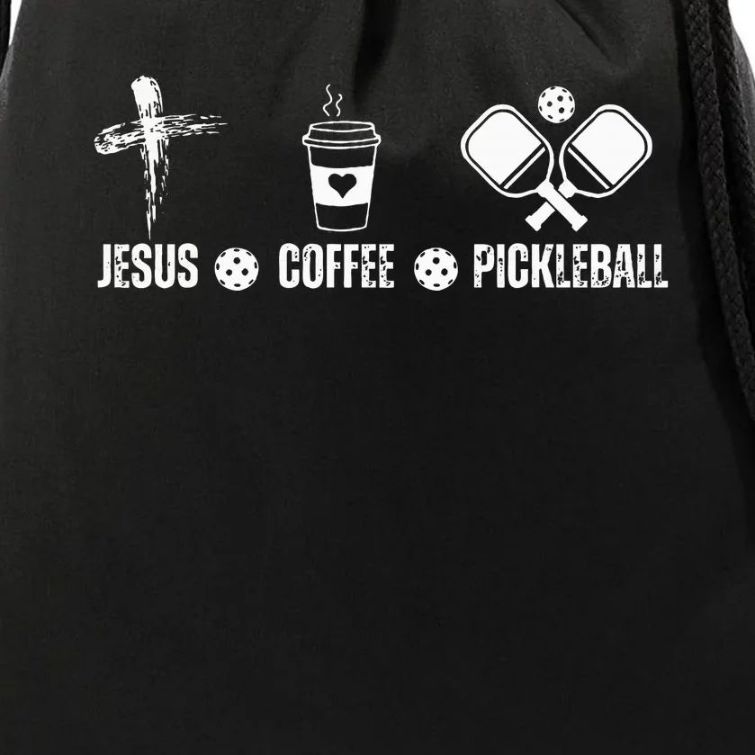 Jesus Coffee Pickleball Funny Christian Pickleball Lovers Drawstring Bag