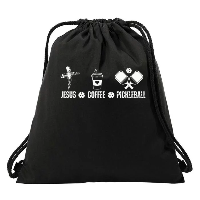 Jesus Coffee Pickleball Funny Christian Pickleball Lovers Drawstring Bag