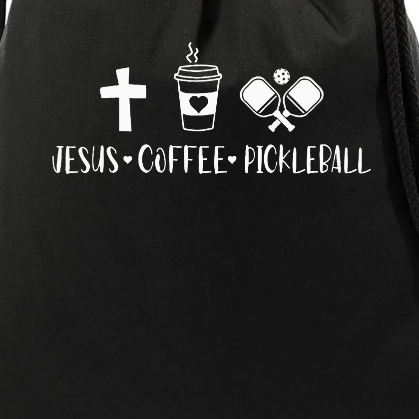 Jesus Coffee Picklenall Funny Christian Pickleball Lovers Drawstring Bag