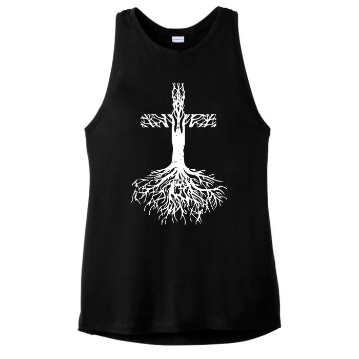 Jesus Cross Roots Ladies Tri-Blend Wicking Tank