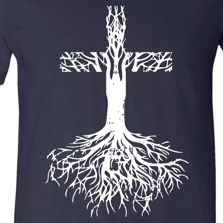 Jesus Cross Roots V-Neck T-Shirt