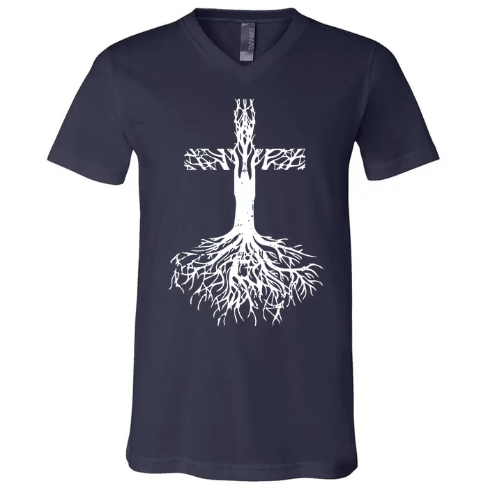 Jesus Cross Roots V-Neck T-Shirt