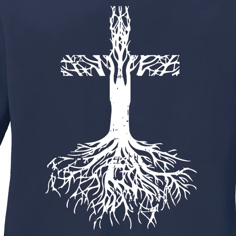 Jesus Cross Roots Ladies Long Sleeve Shirt