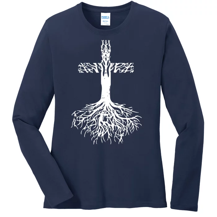 Jesus Cross Roots Ladies Long Sleeve Shirt