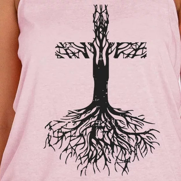 Jesus Cross Roots Women's Knotted Racerback Tank