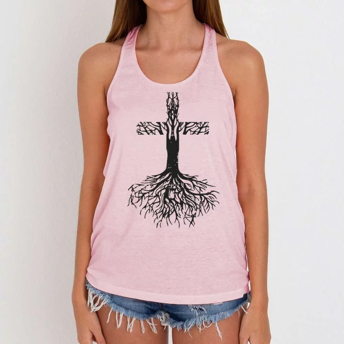 Jesus Cross Roots Women's Knotted Racerback Tank