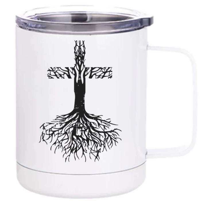 Jesus Cross Roots Front & Back 12oz Stainless Steel Tumbler Cup