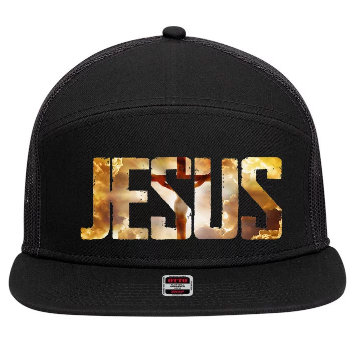 Jesus Christians Religious Gifts 7 Panel Mesh Trucker Snapback Hat