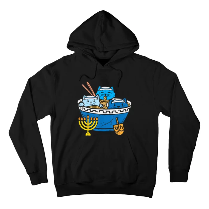 Jewish Cats Ramen Kitten Anime Hanukkah Pajamas Chanukah Hoodie