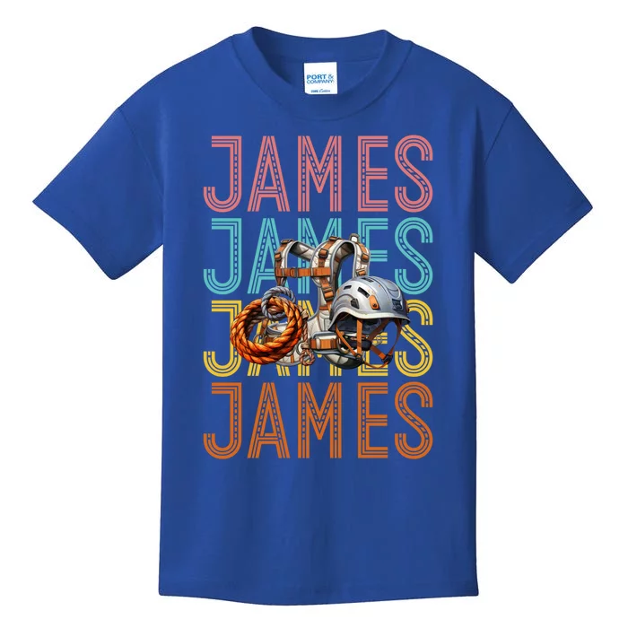 James Custom Rock Climbing Hobbyist Gift Kids T-Shirt