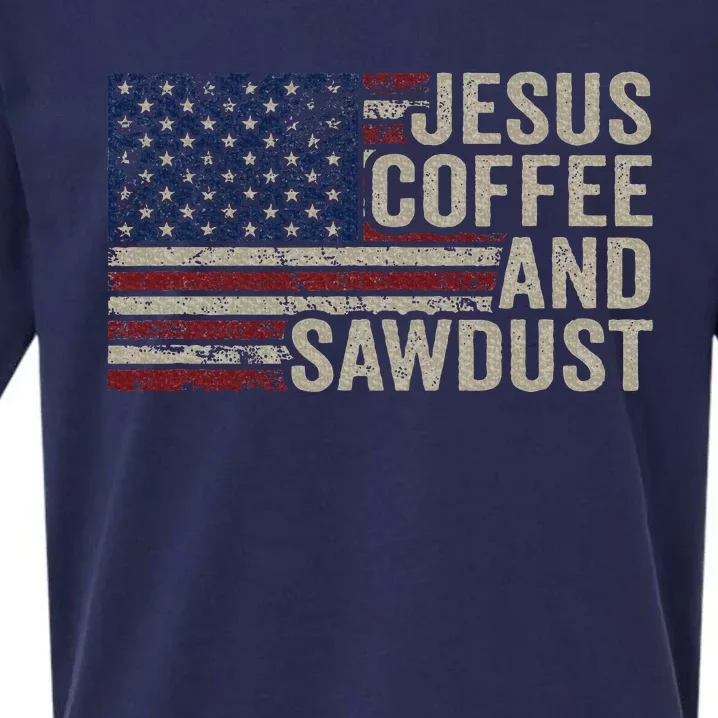 Jesus Coffee & Sawdust Christian Carpenter Woodworking Usa Sueded Cloud Jersey T-Shirt