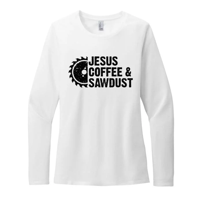 Jesus Coffee & Sawdust Christian Carpenter Woodworking Womens CVC Long Sleeve Shirt