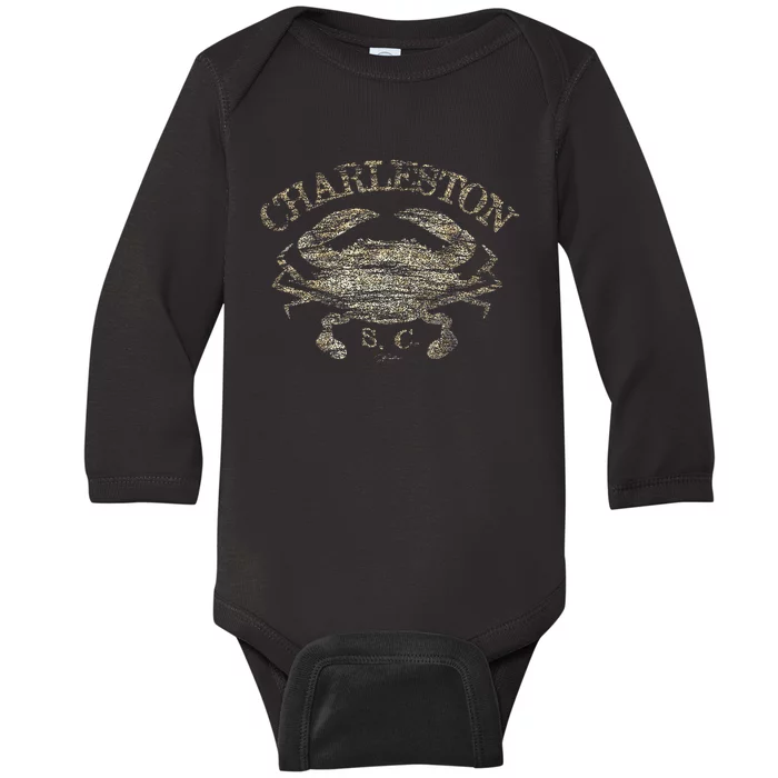 JCombs Charleston SC Atlantic Blue Crab Baby Long Sleeve Bodysuit