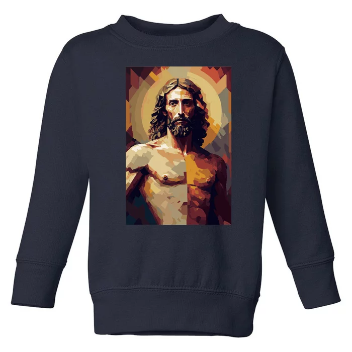 Jesus Christ Stained Glass Art Toddler Sweatshirt