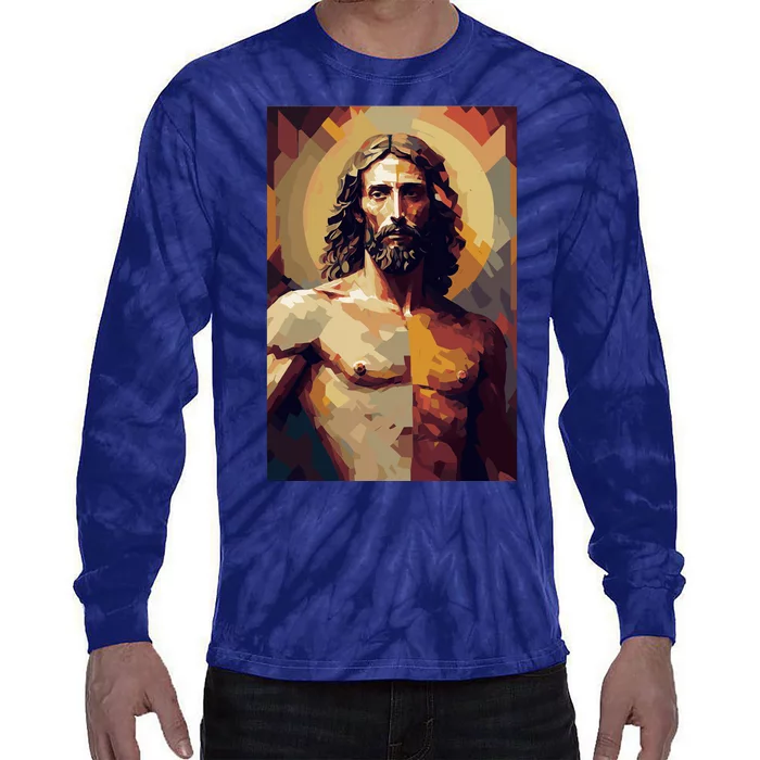 Jesus Christ Stained Glass Art Tie-Dye Long Sleeve Shirt