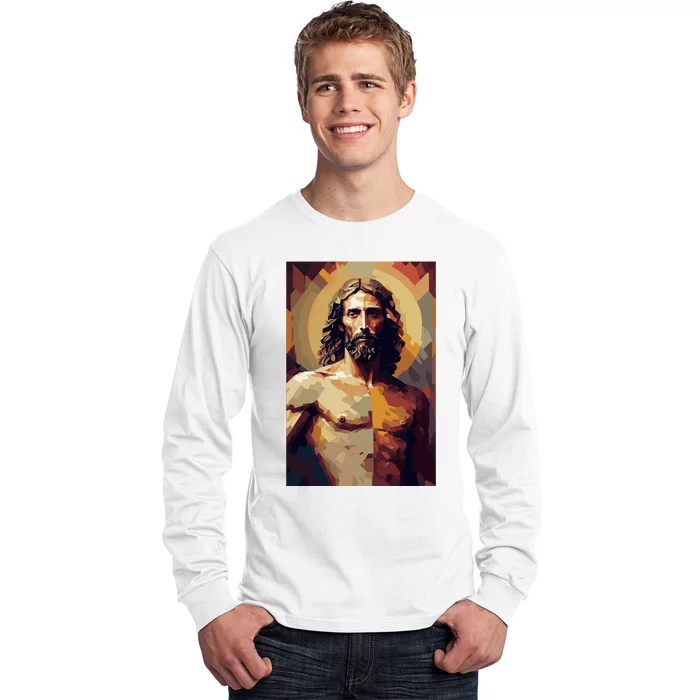 Jesus Christ Stained Glass Art Long Sleeve Shirt