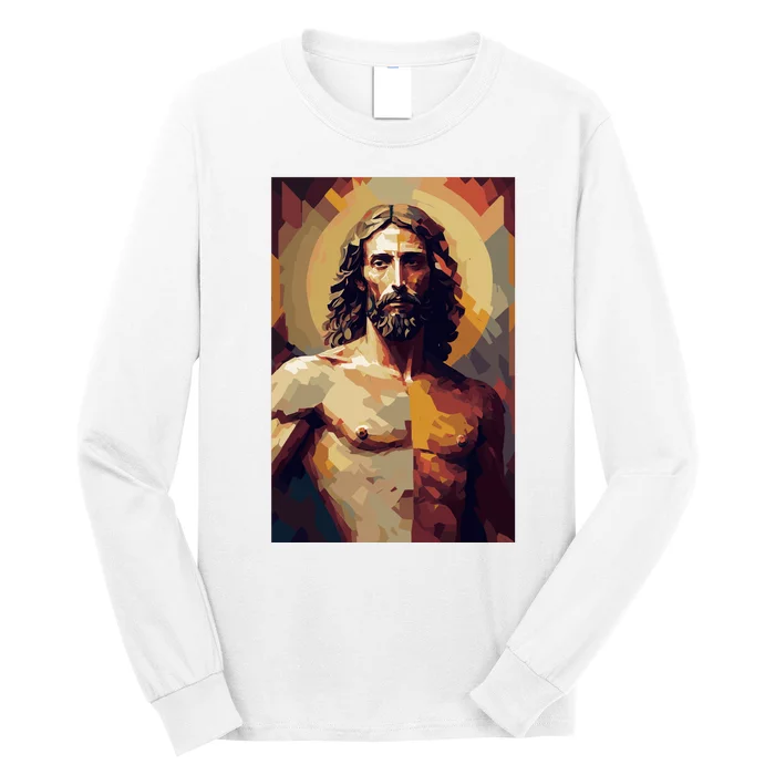 Jesus Christ Stained Glass Art Long Sleeve Shirt