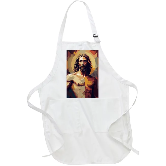 Jesus Christ Stained Glass Art Full-Length Apron With Pocket