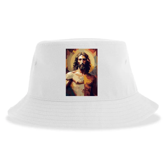 Jesus Christ Stained Glass Art Sustainable Bucket Hat