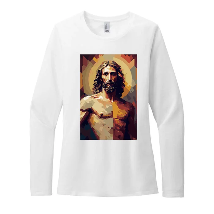 Jesus Christ Stained Glass Art Womens CVC Long Sleeve Shirt