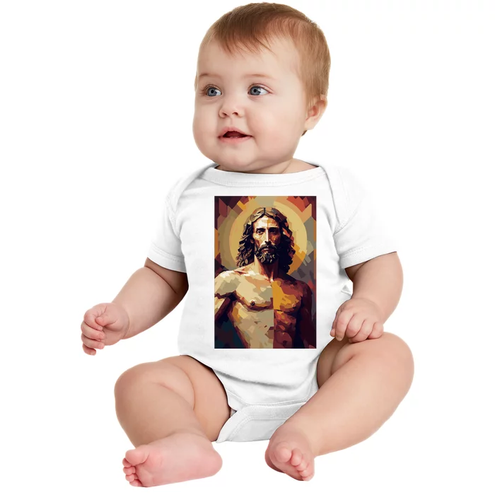 Jesus Christ Stained Glass Art Baby Bodysuit