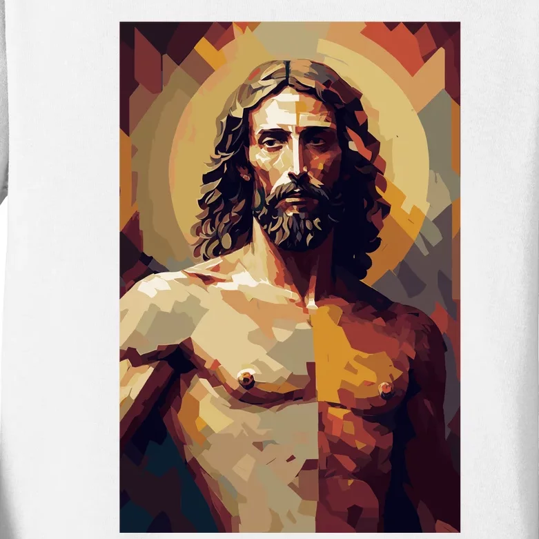 Jesus Christ Stained Glass Art Kids Long Sleeve Shirt