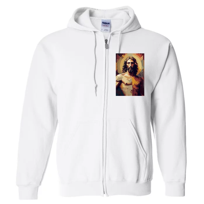 Jesus Christ Stained Glass Art Full Zip Hoodie