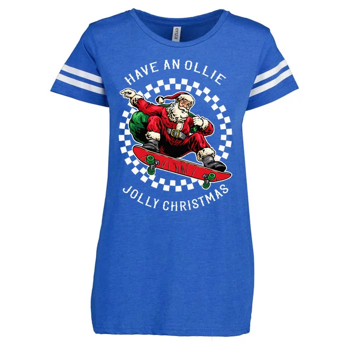 Jolly Christmas Santa Claus Festive Holiday Gift Enza Ladies Jersey Football T-Shirt