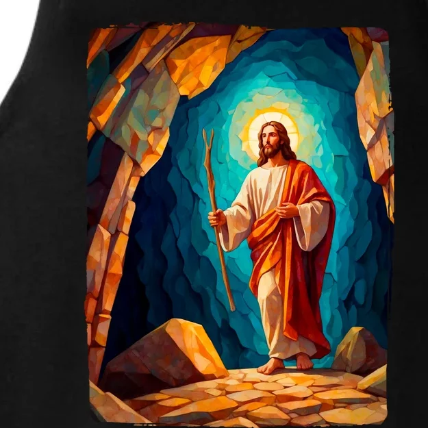 Jesus Christ Scene Portrait Ladies Tri-Blend Wicking Tank