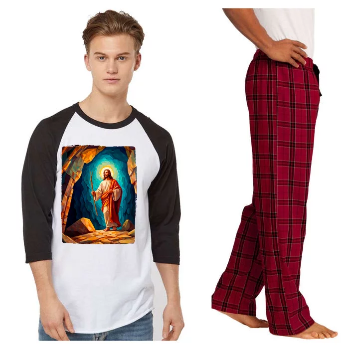 Jesus Christ Scene Portrait Raglan Sleeve Pajama Set